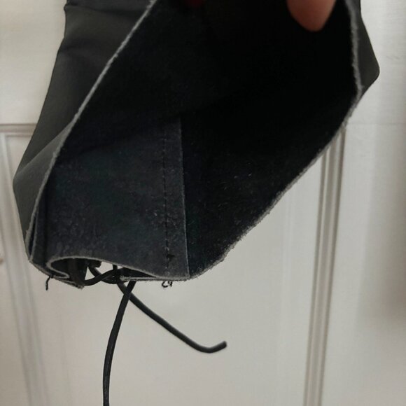 Leather Lace Up Side Pants Black XS Vintage Size 28 Tie ARD Champs Genuine Biker - Picture 10 of 11